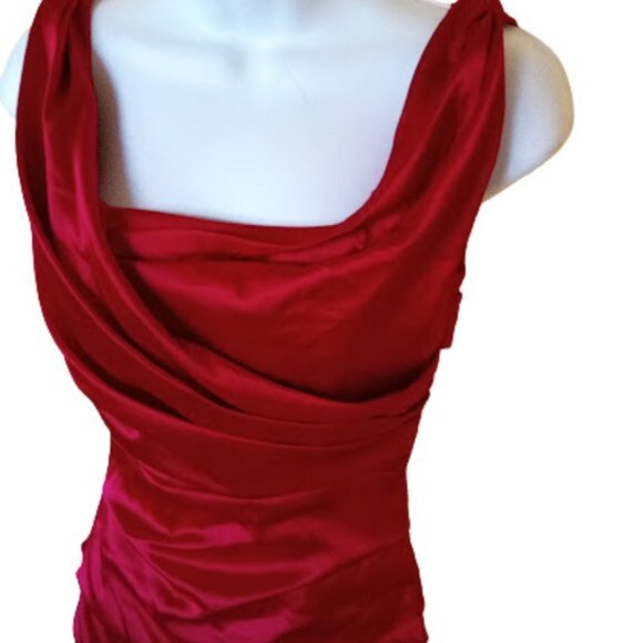 LE CHATEAU Red Satin Dress Cocktail Party Evening Dress XXS NEW NWT - Picture 2 of 5